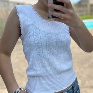 Vintage pointelle knit tank top